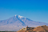 Chor Virap monastery in front of mount Ararat, Ararat province, Armenia.