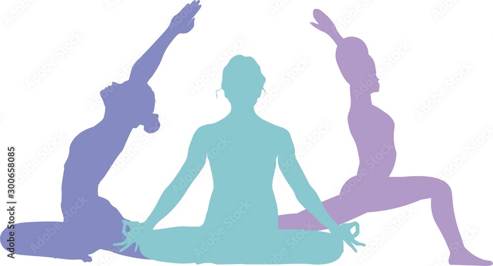 Trendy flat illustration concept of a healthy lifestyle, self-care, and harmony, meditation, relaxation Trendy flat illustration concept of a healthy lifestyle, self-care, and harmony, meditation, relaxation