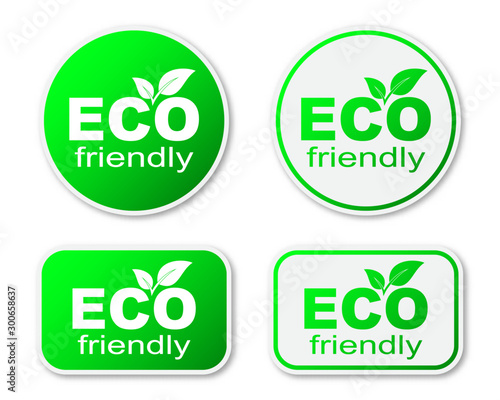 Set of green ECO stickers. Eco Friendly Environment
