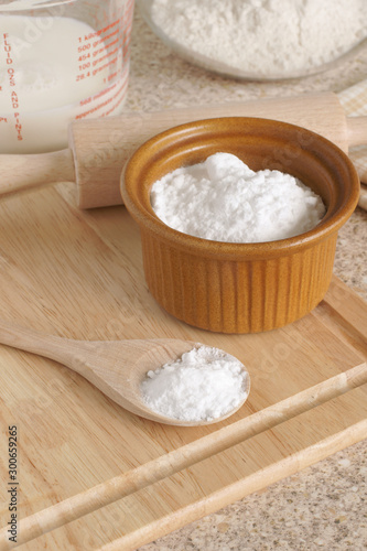 Baking Soda or Sodium bicarbonate used in baking as a leavening agent 