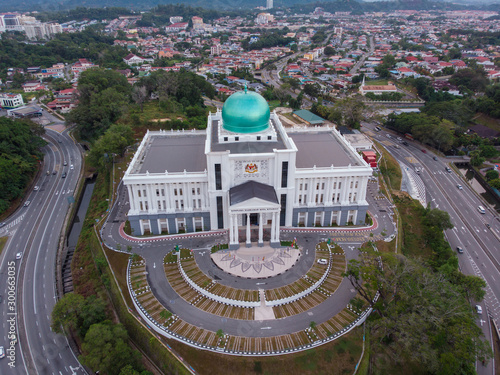 Aerial image of new building of Komplex Mahkamah Kota Kinabalu(Kota Kinabalu Court Complex), Sabah, Malaysia