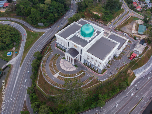 Aerial image of new building of Komplex Mahkamah Kota Kinabalu(Kota Kinabalu Court Complex), Sabah, Malaysia photo