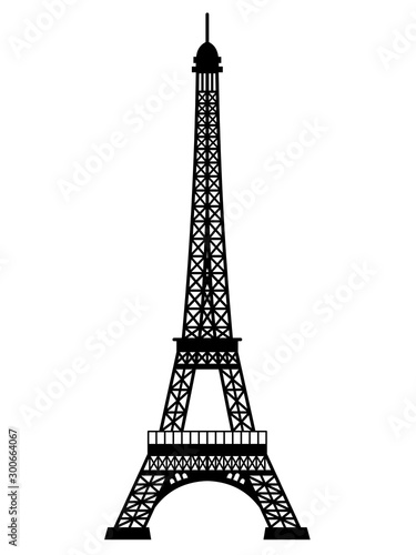 Silhouette of Eiffel Tower vector isolated on a white background 