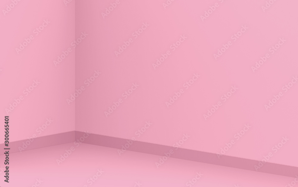 3d rendering. soft sweet pink corner room wall floor background. 3d rendering. soft sweet pink corner room wall floor background.
