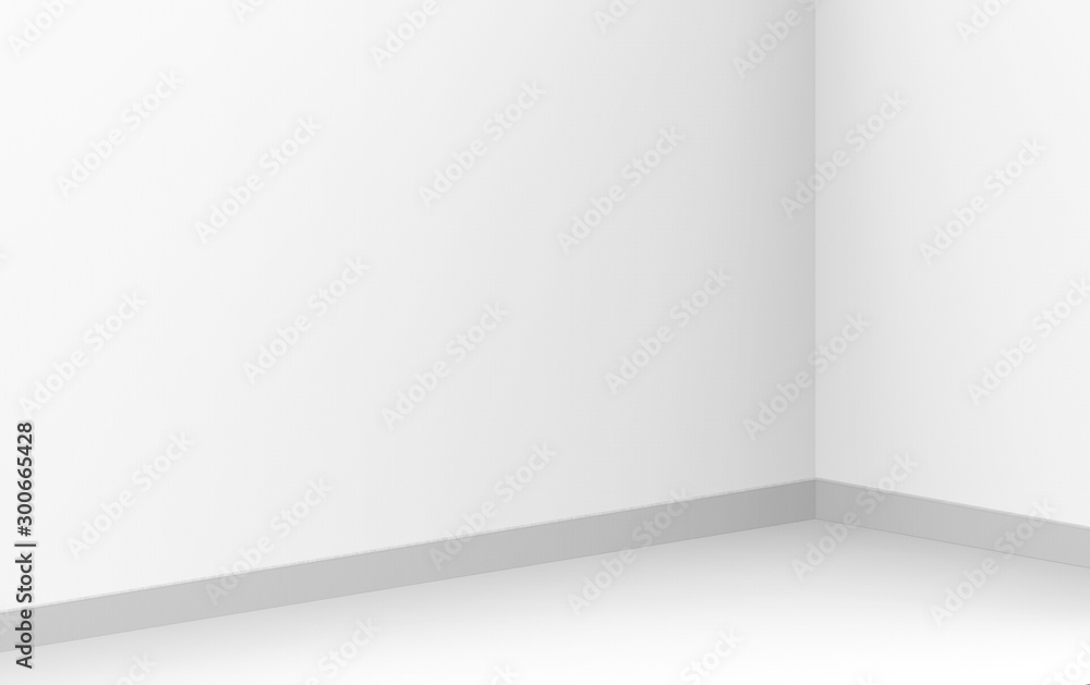 3d rendering. modern simple minimal white corner room box wall design  background. Stock Illustration | Adobe Stock