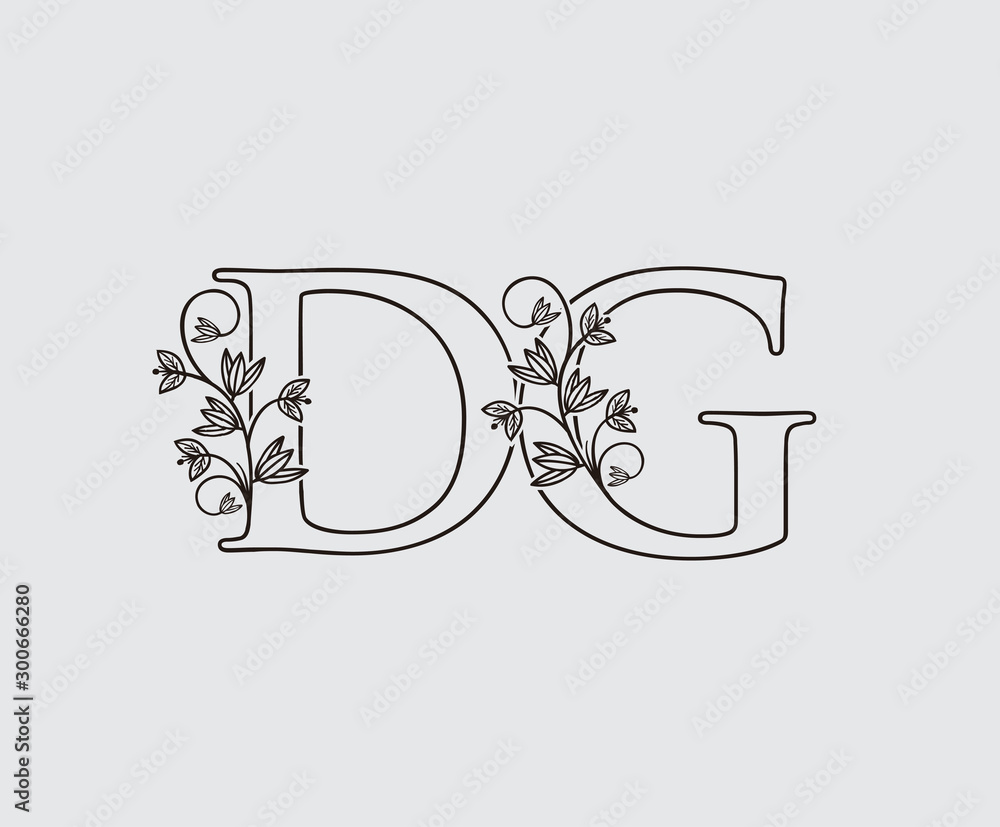Letter D, G and DG Vintage Floral Logo Icon, overlapping monogram logo ...