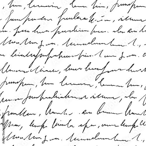 Handwritten abstract text seamless pattern, vector monochrome script background