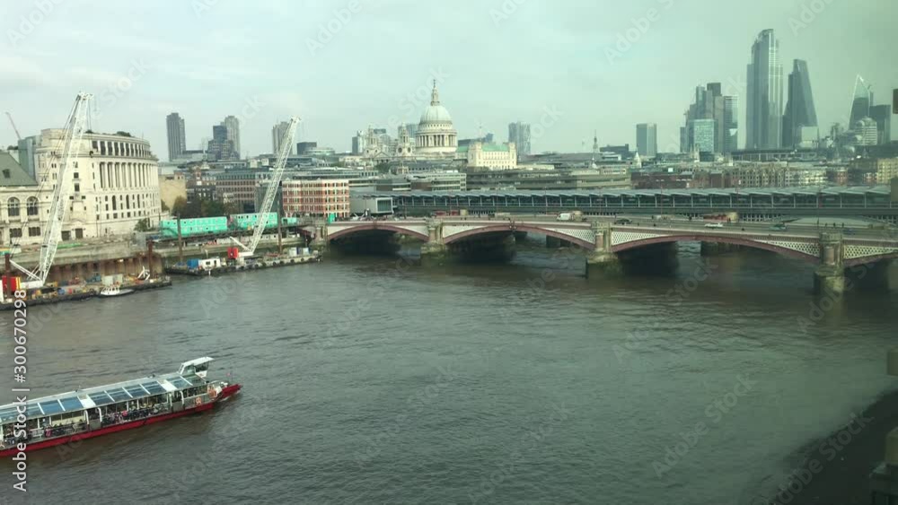 Time Lapse of grey day in London overlooking St. Paul's Cathedral on river Thames Time Lapse of grey day in London overlooking St. Paul's Cathedral on river Thames
