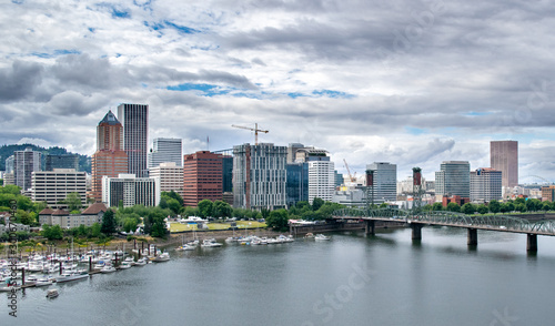Aerial View of Portland Skyline and Willamette River - Portland, Oregon, USA © Nate Hovee