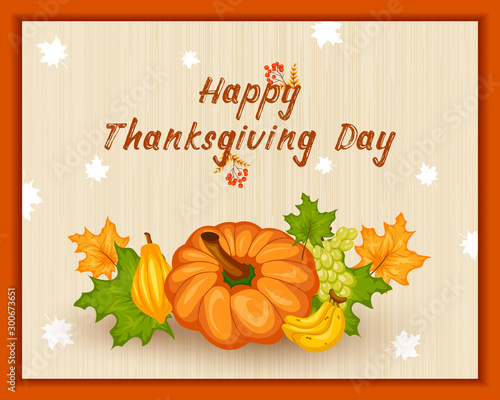 Happy Thanksgiving holiday greeting card in vector