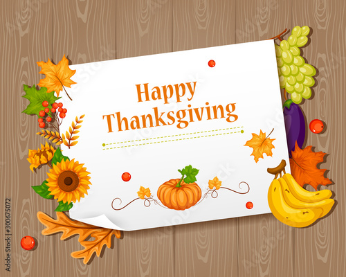 Happy Thanksgiving holiday greeting card in vector