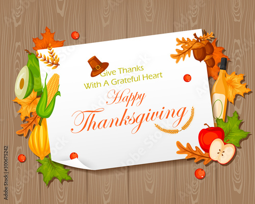 Happy Thanksgiving holiday greeting card in vector