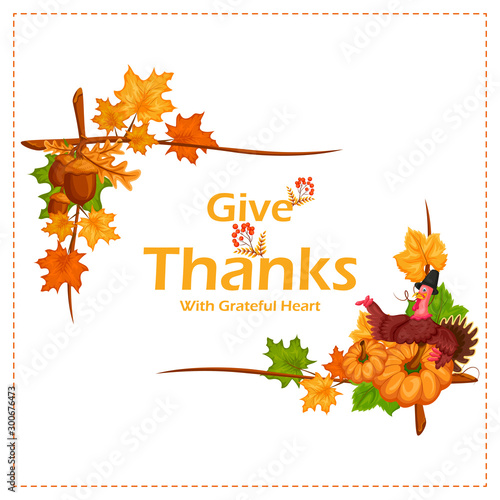 Happy Thanksgiving holiday greeting card in vector