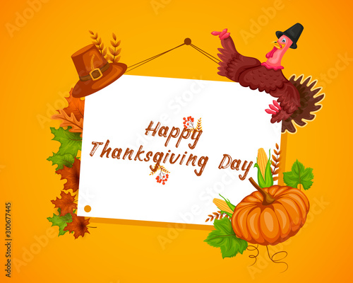 Happy Thanksgiving holiday greeting card in vector