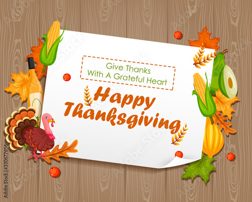 Happy Thanksgiving holiday greeting card in vector