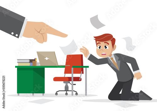 Cartoon character, Boss blaming an employee.