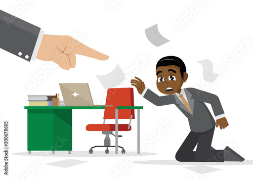 Cartoon character, Boss blaming an employee.