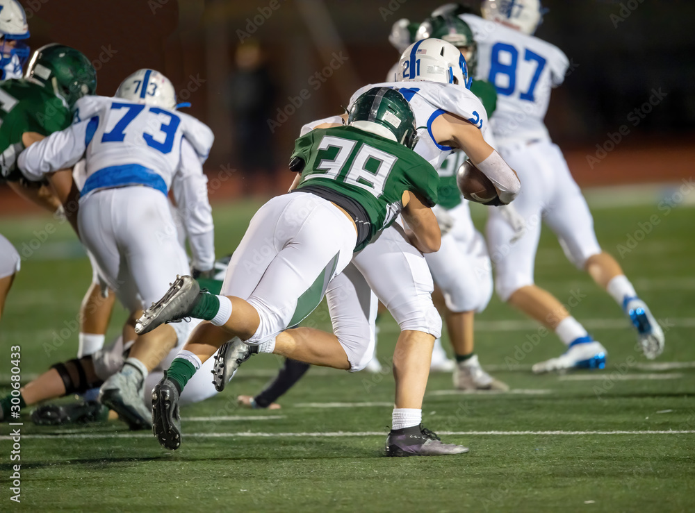 High School Football player in action during a game in South Texas High School Football player in action during a game in South Texas