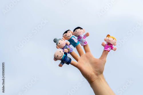 Canvas Print family finger puppet theater