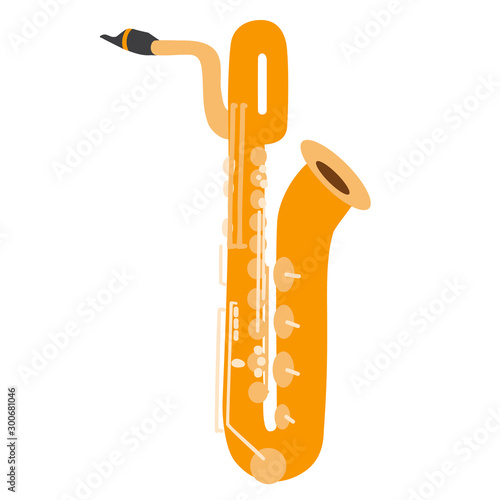 Illustration of isolated a baritone saxophone on white background photo