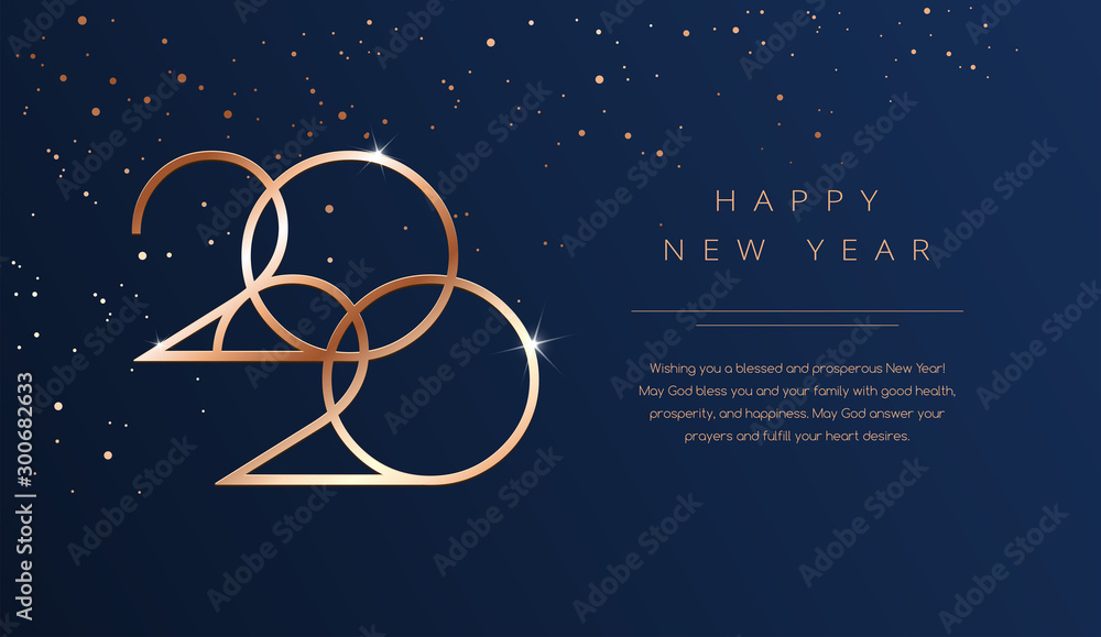 Luxury 2020 Happy New Year background. Golden design for Christmas and New  Year 2020 greeting cards with New Year wishes Stock Vector | Adobe Stock