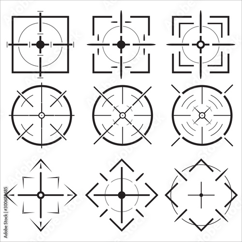 set of sights,shot at the target, exact hit, image for the hunt