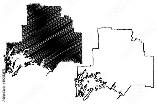 Valdez–Cordova Census Area, Alaska (Boroughs and census areas in Alaska, United States of America,USA, U.S., US) map vector illustration, scribble sketch Valdez Cordova map