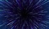 Star warp. Hyperspace jump, traces of moving stars light and interstellar fast speed travel. Wormhole space tunnel abstract vector background illustration