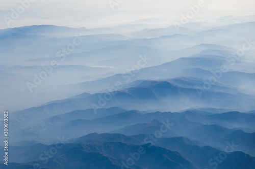 The mountains covered with clouds