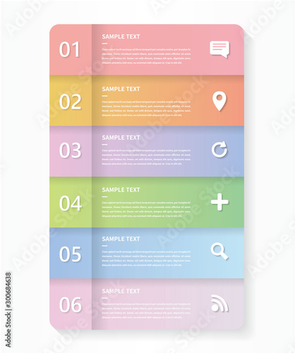 Modern vector infographic design. Template for process diagram, presentations, workflow layout, banner, flow chart,annual report, info graph. colorful gradient labels and icons.