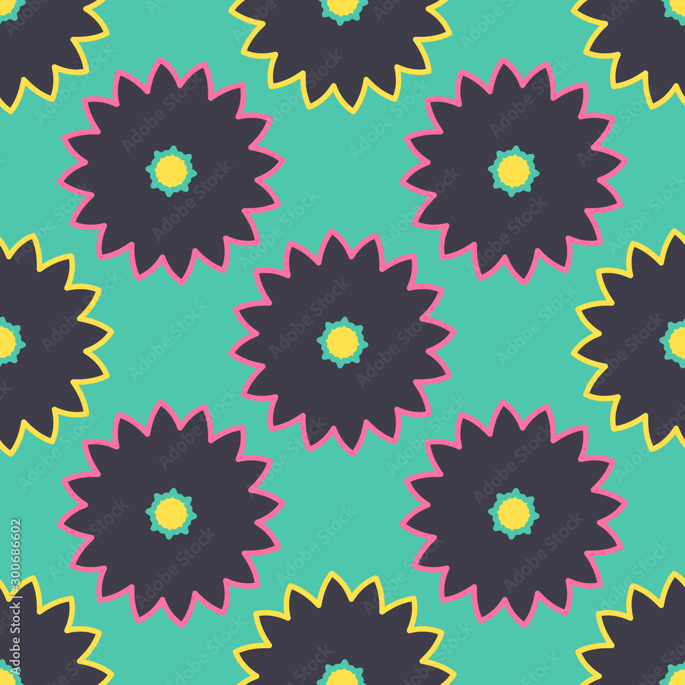 Seamless pattern with floral geometric ornament. Seamless pattern with floral geometric ornament.