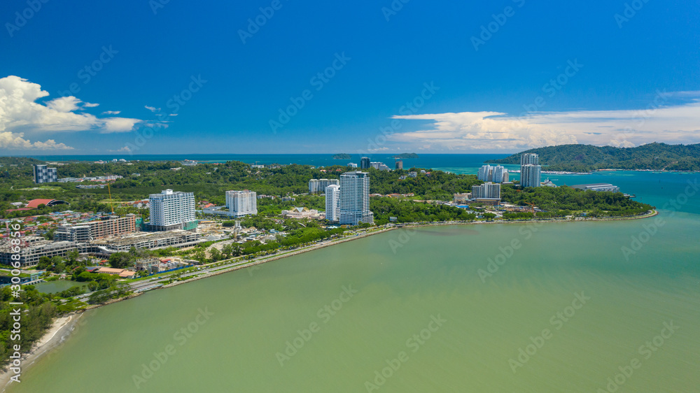 Aerial view of beach side around Kota KInabalu City, Sabah, Malaysia - Travel Concept
