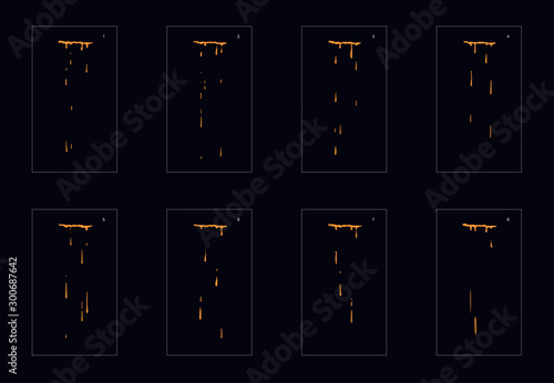Sprite sheet of dust drops animation. falling dust drops classic animation. drop dust animation frames for animation, motion or something else.