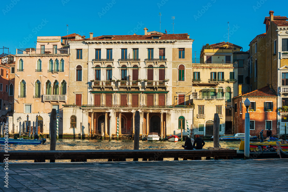 VENICE, ITALY - December 21, 2017 : View of water street and old buildings in Venice, ITALY