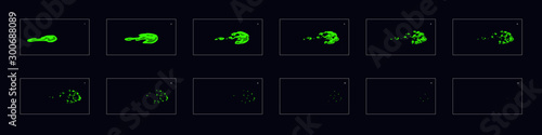 Sprite sheet of a toxic Splash. toxic splash effect frames for animation in games  video  cartoon or motion.
