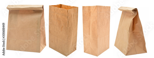 Brown paper bag isolated on white