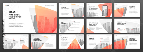 Business powerpoint presentation templates set. Use for modern keynote presentation background, brochure design, website slider, landing page, annual report, company profile, facebook banner.