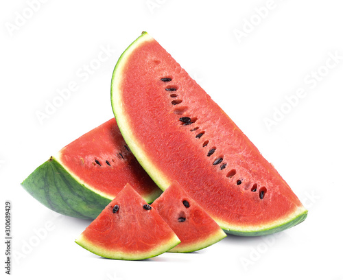 Slice of watermelon on white background