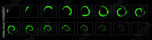 liquid ring loop effect sprite sheet or animation frames. frame by frame classic animation for cartoon, mobile games, motion graphic or animation.