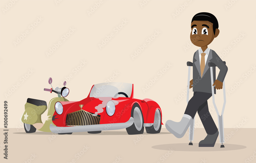 Cartoon character, African Businessman accident injuries motorcycle Stock  Vector | Adobe Stock