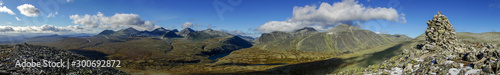 Panoramic view over Rondane national park in Norway.
