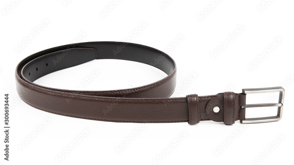 Obraz premium Dark brown black leather belt with a buckle