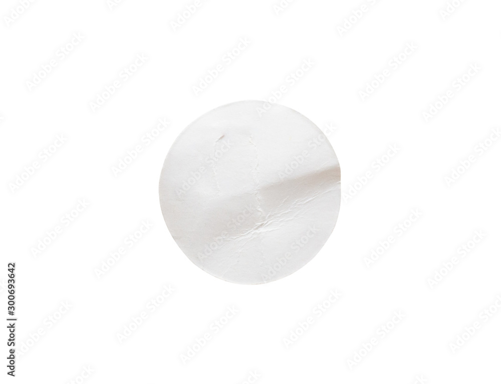 Blank white round paper sticker label isolated on white background with clipping path Blank white round paper sticker label isolated on white background with clipping path