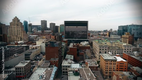 Montreal/Canada     aerial video from Montreal Olympic Park      taken by drone camera 