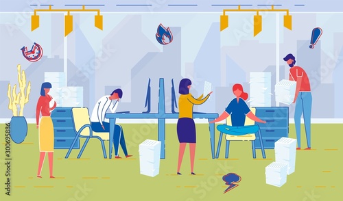 Modern Office and Company Employees Working Hard.