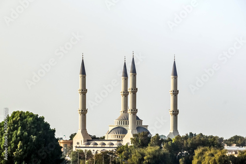 Beautiful Istanbul style blue mosque in Dubai, UAE photo