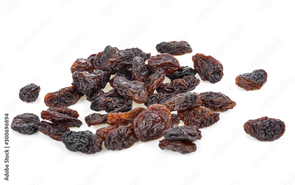 Dried raisins on a white background Dried raisins on a white background