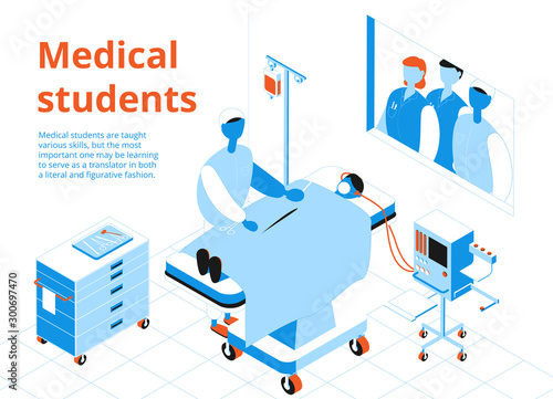 Medical Students Isometric Illustration