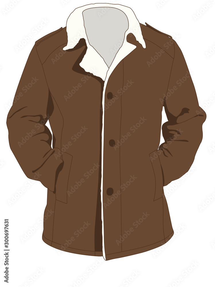 Sheepskin coat brown realistic vector illustration isolated Sheepskin coat brown realistic vector illustration isolated