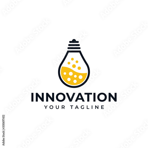 Light Bulb Lamp and Lab Science, Creative, Innovation Logo Design